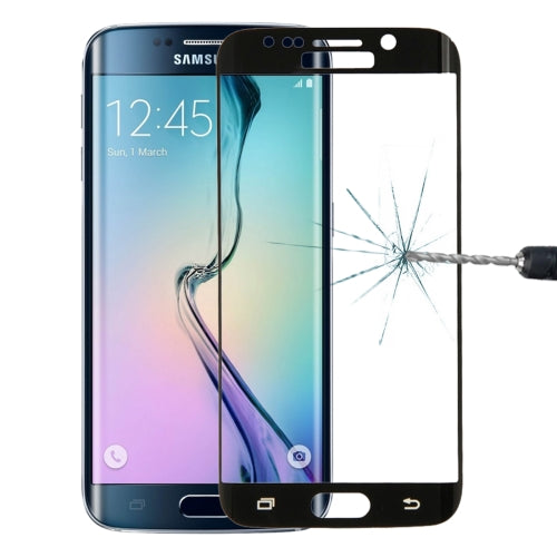 0.3mm 9H Surface Hardness 3D Explosion-proof Colorized Electroplating Tempered Glass Full Screen Film for Galaxy S6 edge(Black)