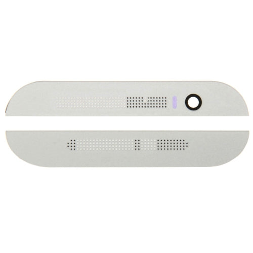 Front Upper Top + Lower Bottom Glass Lens Cover & Adhesive for HTC One M8(Silver)