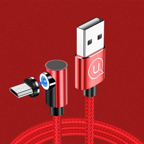 USAMS US-SJ446 U54 USB to Micro USB Right-angle Aluminum Alloy Magnetic Charging Cable, Length: 1m(Red)
