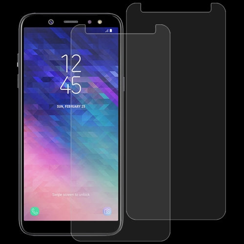 2 PCS 0.26mm 9H 2.5D Tempered Glass Film for Galaxy A6 (2018)