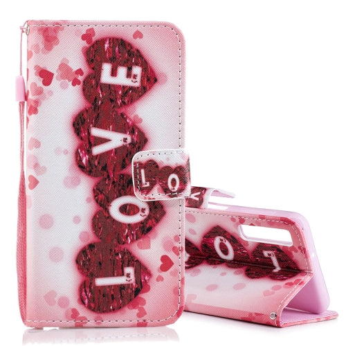 Love Pattern Horizontal Flip Leather Case for Galaxy A7 (2018), with Holder & Card Slots & Wallet