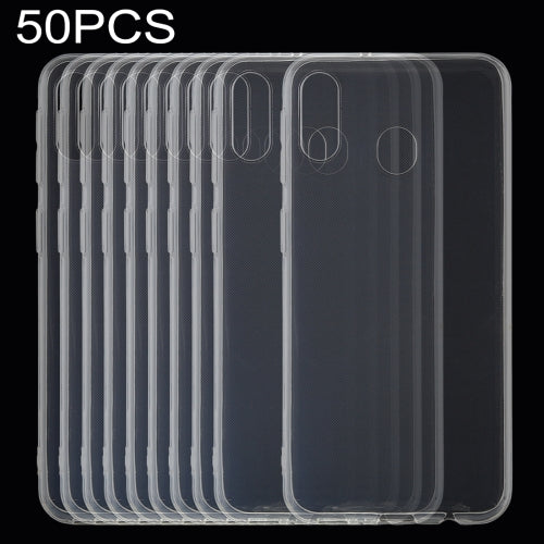 50 PCS 0.75mm Ultrathin Transparent TPU Soft Protective Case for Galaxy M20