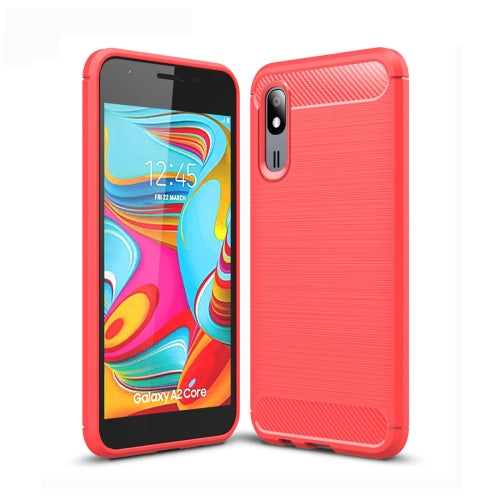 Brushed Texture Carbon Fiber TPU Case for Galaxy A2 Core (Red)