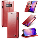 CaseMe-003 PU + PC Business Style Crazy Horse Texture Horizontal Flip Leather Case for Galaxy S10 Plus, with Holder & Card Slots & Wallet (Red)