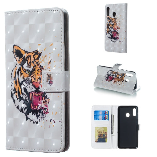 Tiger Pattern 3D Horizontal Flip Leather Case for Galaxy A30, with Holder & Card Slots & Photo Frame & Wallet