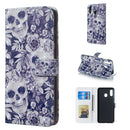 Skull and Flower Pattern 3D Horizontal Flip Leather Case for Galaxy A30, with Holder & Card Slots & Photo Frame & Wallet