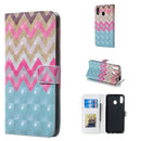 Color Wave 3D Pattern Horizontal Flip Leather Case for Galaxy M20, with Holder & Card Slots & Photo Frame & Wallet