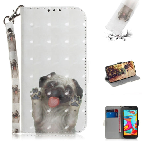 3D Colored Drawing Dog Pattern Horizontal Flip Leather Case for Galaxy A2 Core, with Holder & Card Slots & Wallet