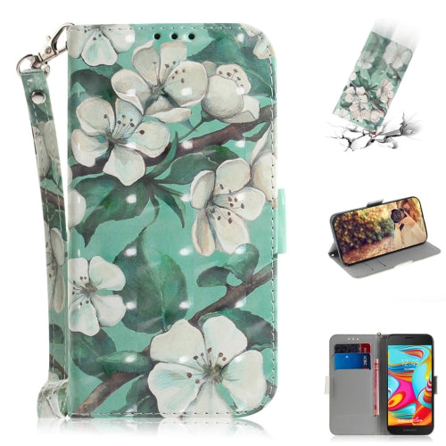 3D Colored Drawing Watercolor Flower Pattern Horizontal Flip Leather Case for Galaxy A2 Core, with Holder & Card Slots & Wallet