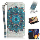 3D Colored Drawing Peacock Wreath Pattern Horizontal Flip Leather Case for Galaxy A60, with Holder & Card Slots & Wallet