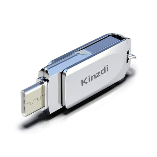 Kinzdi 128GB USB + Type-C Interface Metal Twister Flash Disk V10 (Silver)