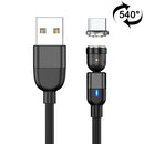 2m 3A Output USB to USB-C / Type-C 540 Degree Rotating Magnetic Data Sync Charging Cable (Black)