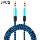 3 PCS K10 3.5mm Male to Male Nylon Braided Audio Cable, Length: 1m(Blue)