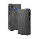 Magnetic Buckle Retro Texture Horizontal Flip Leather Case for Galaxy M20, with Holder & Card Slots & Wallet (Black)