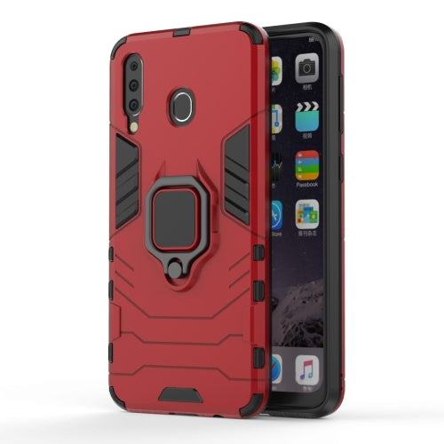 Shockproof PC + TPU Case with Magnetic Ring Holder for Galaxy M20 (Red)