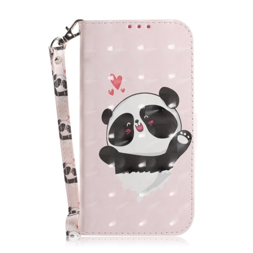 Heart Panda Pattern 3D Coloured Drawing Horizontal Flip Leather Case for Galaxy A40, with Holder & Card Slots & Wallet
