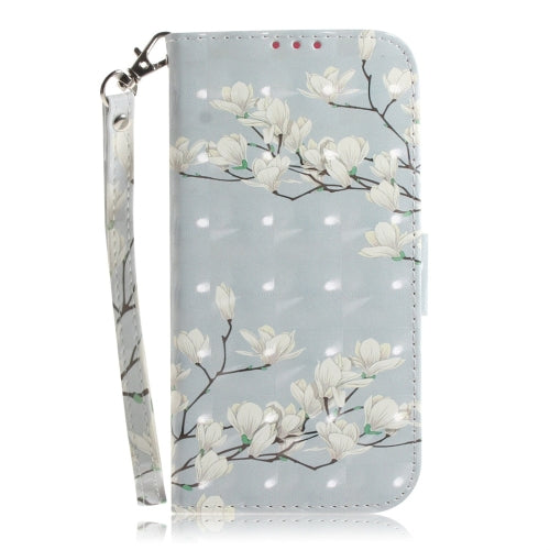 Magnolia Pattern 3D Coloured Drawing Horizontal Flip Leather Case for Galaxy A70, with Holder & Card Slots & Wallet