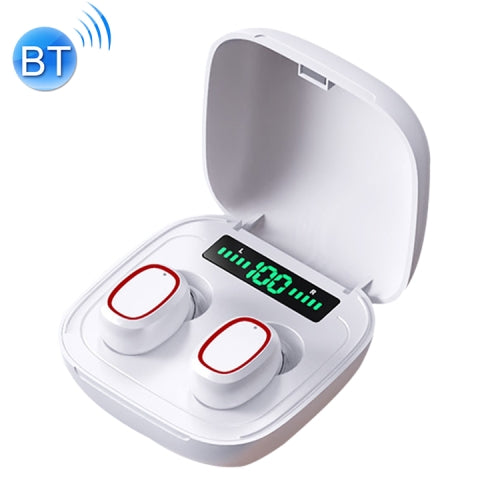 C1 Bluetooth 5.0 TWS Square Touch Digital Display True Wireless Bluetooth Earphone with Charging Box(White)