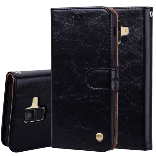Business Style Oil Wax Texture Horizontal Flip Leather Case for Galaxy A6 (2018), with Holder & Card Slots & Wallet (Black)