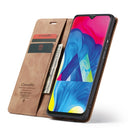 CaseMe-003 Multifunctional Retro Frosted Horizontal Flip Leather Case for Galaxy M10, with Card Slot & Holder & Zipper Wallet & Photo Frame(Coffee)