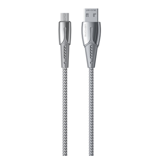 WK WDC-085 3A Micro USB Goldsim Aluminum Alloy Charging Data Cable, Length: 1.2m(Silver)