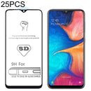 25 PCS 9H 5D Full Glue Full Screen Tempered Glass Film for Galaxy A20