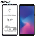 25 PCS 9H 5D Full Glue Full Screen Tempered Glass Film for Galaxy A6s