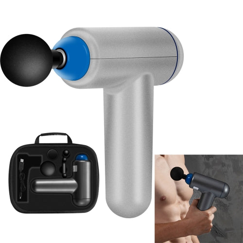 6 Gears Mini Fascia Gun Massage Gun Electric Fitness Massager, Specification: Key File, with Bag (Silver)