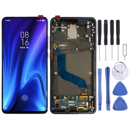 Original AMOLED Material LCD Screen and Digitizer Full Assembly with Frame for Xiaomi 9T Pro / Redmi K20 Pro / Redmi K20(Black)