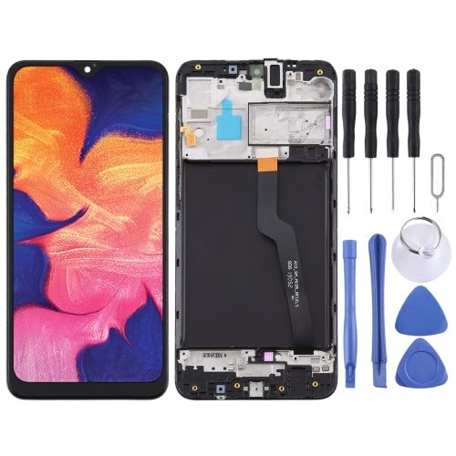 LCD Screen and Digitizer Full Assembly With Frame for Samsung Galaxy A10 / SM-A105F (Single Card Version) (Black)