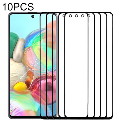 10 PCS Front Screen Outer Glass Lens for Samsung Galaxy A71 (Black)