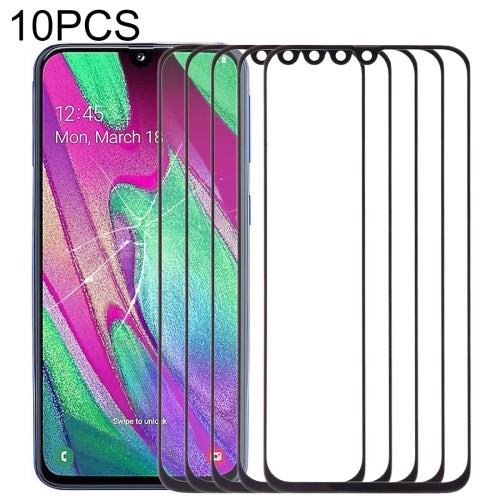 10 PCS Front Screen Outer Glass Lens for Samsung Galaxy A40 (Black)