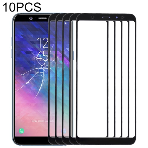 10 PCS Front Screen Outer Glass Lens for Samsung Galaxy A6+ (2018) / A605 (Black)