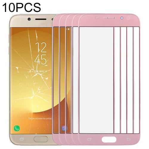 10 PCS Front Screen Outer Glass Lens for Samsung Galaxy J7 (2017) / J730(Rose Gold)