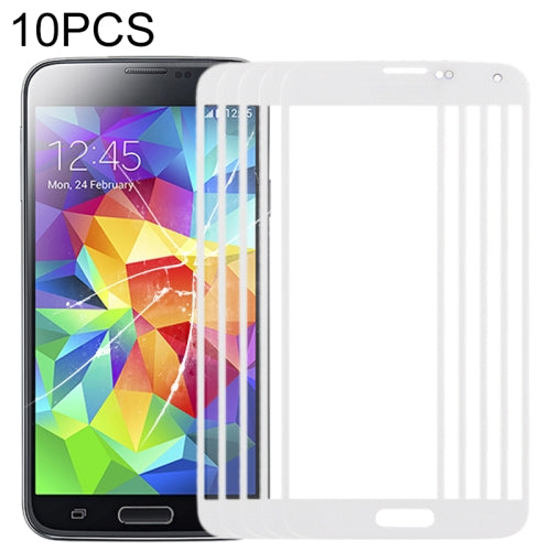 10 PCS Front Screen Outer Glass Lens for Samsung Galaxy S5 / G900 (White)