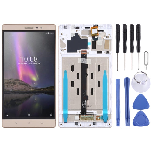 LCD Screen and Digitizer Full Assembly With Frame for Lenovo Phab2 / PB2-650 / PB2-650N / PB2-650M (Gold)