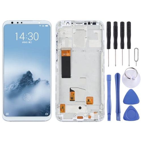 TFT Material LCD Screen and Digitizer Full Assembly With Frame (Not Supporting Fingerprint Identification) for Meizu 16th(White)