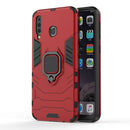 PC + TPU Shockproof Protective Case with Magnetic Ring Holder for Galaxy M30(Red)