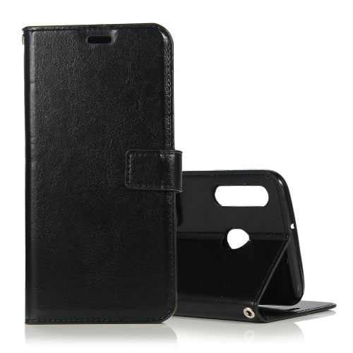 Crazy Horse Texture Horizontal Flip Leather Case with Holder & Card Slots & Wallet & Photo Frame for Galaxy A50(Black)