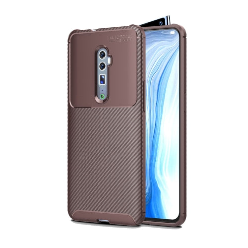 Beetle Series Carbon Fiber Texture Shockproof TPU Case for oppo reno (Zoom version)(Brown)