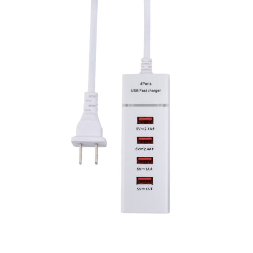 5V 4.1A 4 USB Ports Charger Adapter with Power Plug Cable, Cable Length: 1.5m, US Plug(White)