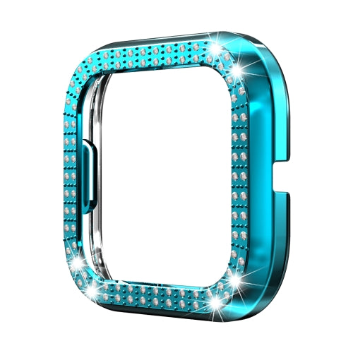 For Fitbit versa 2 PC Double-row Diamond-encrusted Protective Shell(Rock teal)