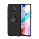 For Xiaomi Redmi Note 9 Metal Ring Holder 360 Degree Rotating TPU Case(Black+Black)