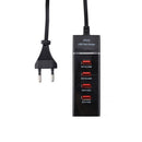 5V 4.1A 4 USB Ports Charger Adapter with Power Plug Cable, Cable Length: 1.5m, EU Plug(Black)