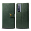 For Huawei Nova 7 Pro Retro Solid Color Leather Buckle Phone Case with Lanyard & Photo Frame & Card Slot & Wallet & Stand Function(Green)