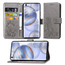 For Huawei Honor 30 Lucky Clover Pressed Flowers Pattern Leather Case with Holder & Card Slots & Wallet & Hand Strap(Gray)