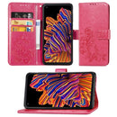For Galaxy Xcover Pro Lucky Clover Pressed Flowers Pattern Leather Case with Holder & Card Slots & Wallet & Hand Strap(Rose)