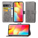 For Xiaomi Mi Note 10 Lite Lucky Clover Pressed Flowers Pattern Leather Case with Holder & Card Slots & Wallet & Hand Strap(Gray)