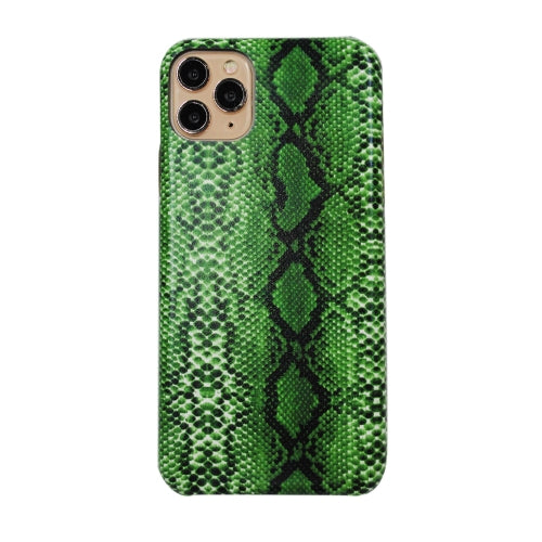 For iPhone 11 Pro Snake Skin Pattern PU+PVC Material Shockproof Mobile Protective Case(Grass Cyan)