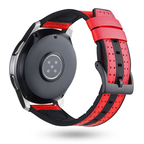 22mm For Huawei Watch GT2e / GT2 46mm Silicone Leather + Carbon Fiber Strap(Red)